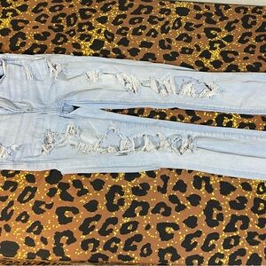 American Eagle Outfitters Light Blue Distressed Skinny Jeans